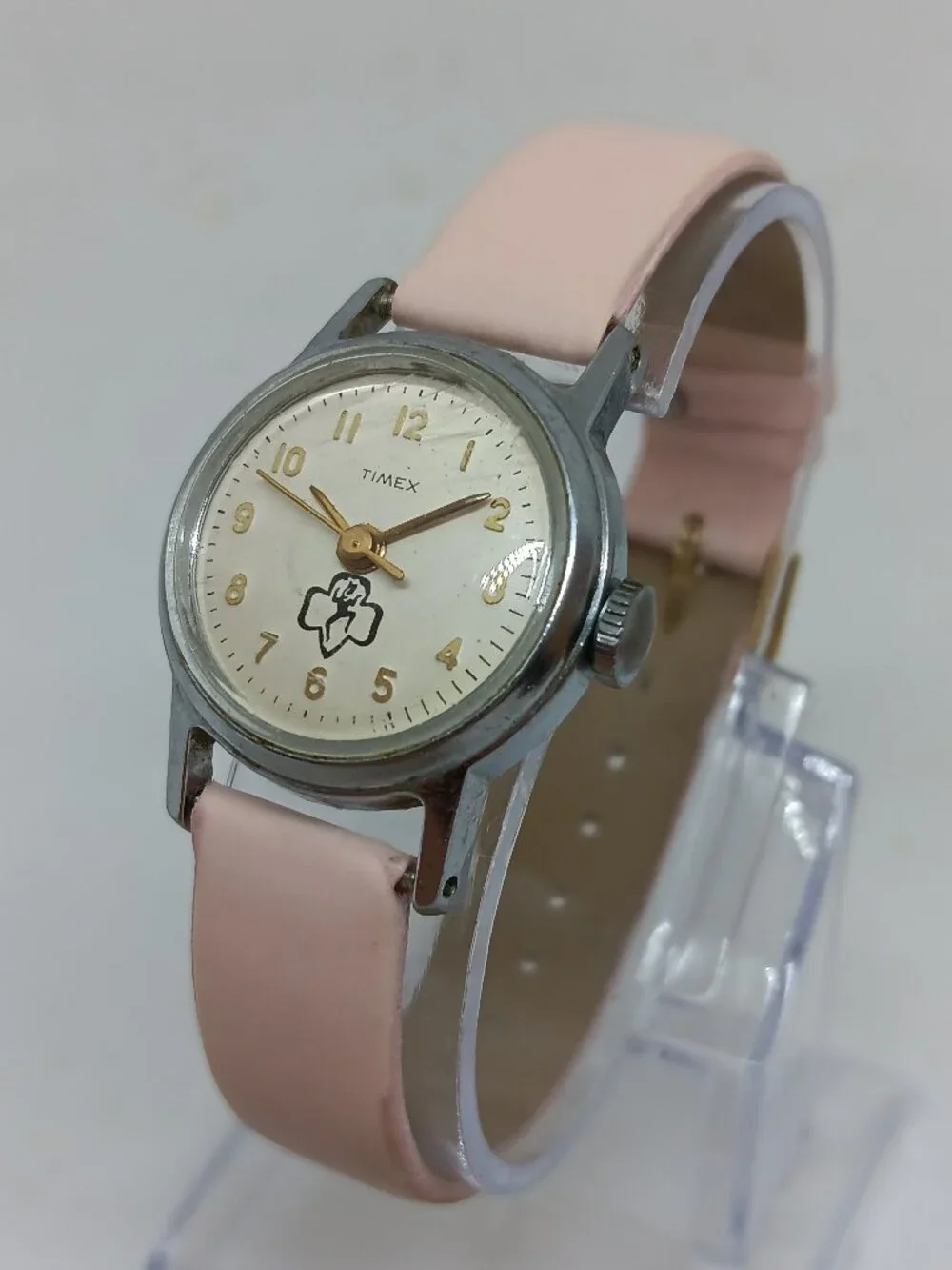 VINTAGE 1966 Timex Women's 24mm Manual Wind Silver Tone Girl Scouts Watch